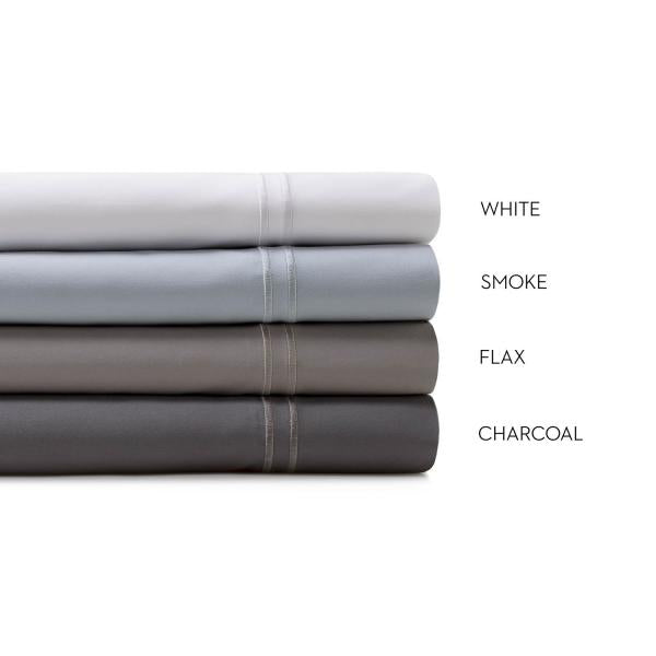 Suprima Premium Cotton Pillowcases White Smoke Flax Charcoal