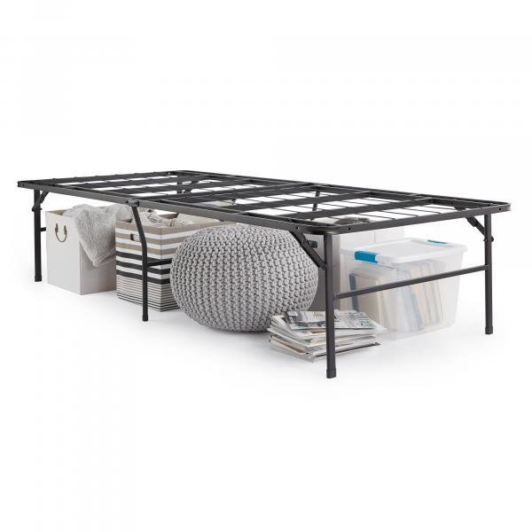 Malouf Highrise™ HD, 18" Bed Frame with items underneath